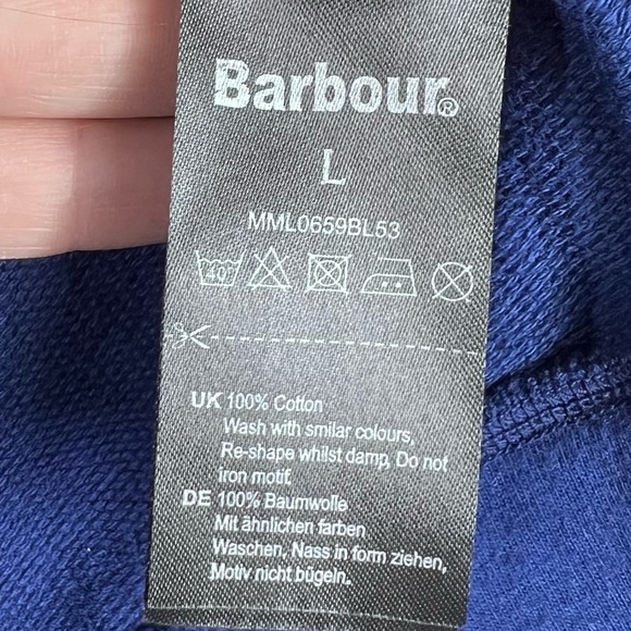 BARBOUR Laundryman Blue Crewneck long sleeve shirt Large - Picture 5 of 8